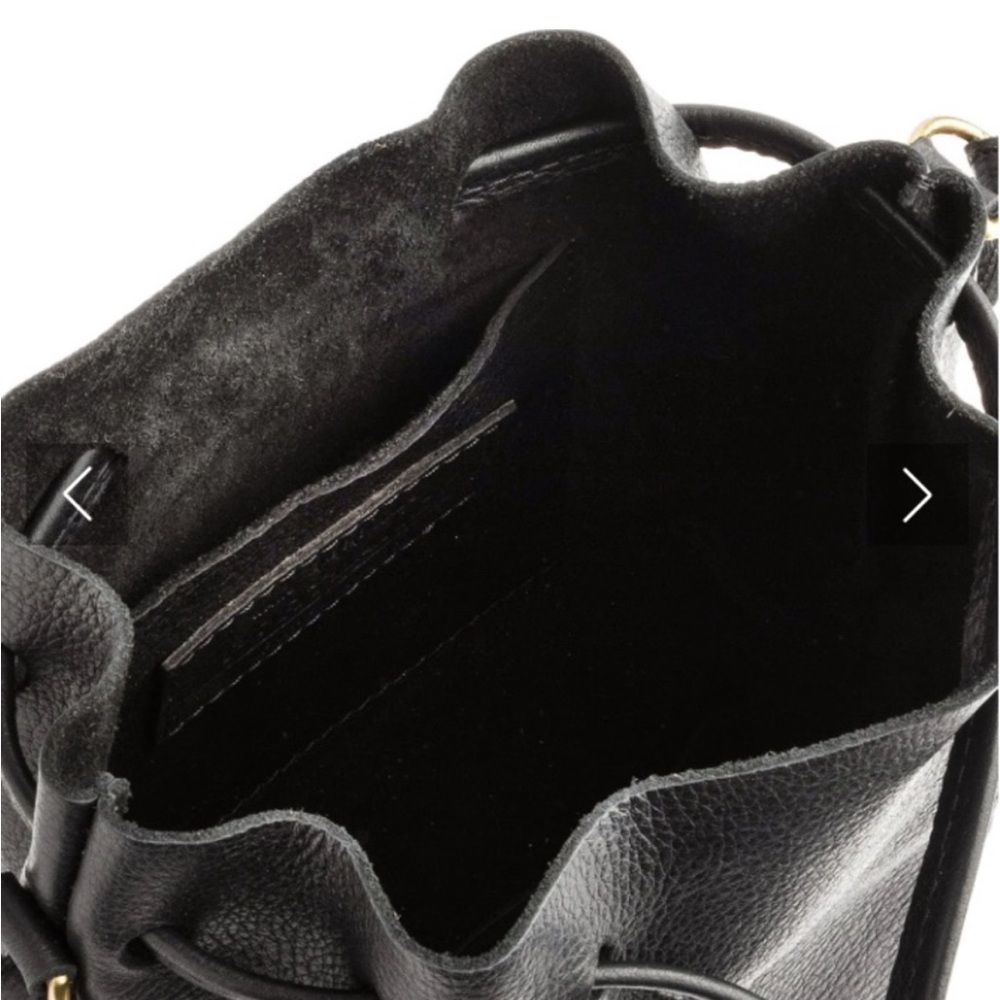 Portland Leather Black Pebbled Leather Bucket Bag - Picture 3 of 10
